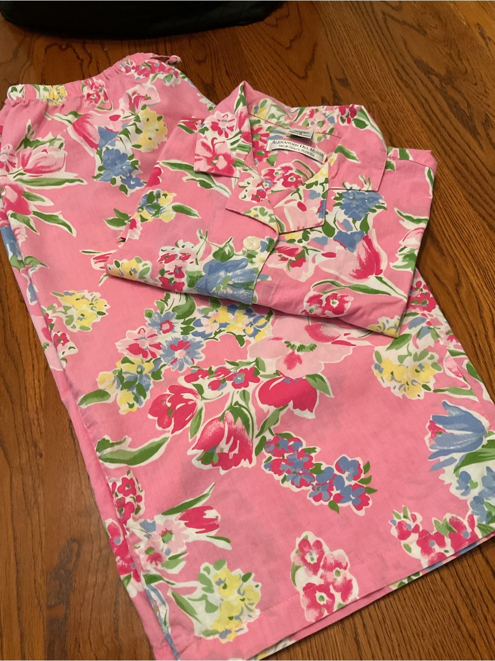 Alexander Del Rossa Women's Pink Floral Cotton Pajama Set